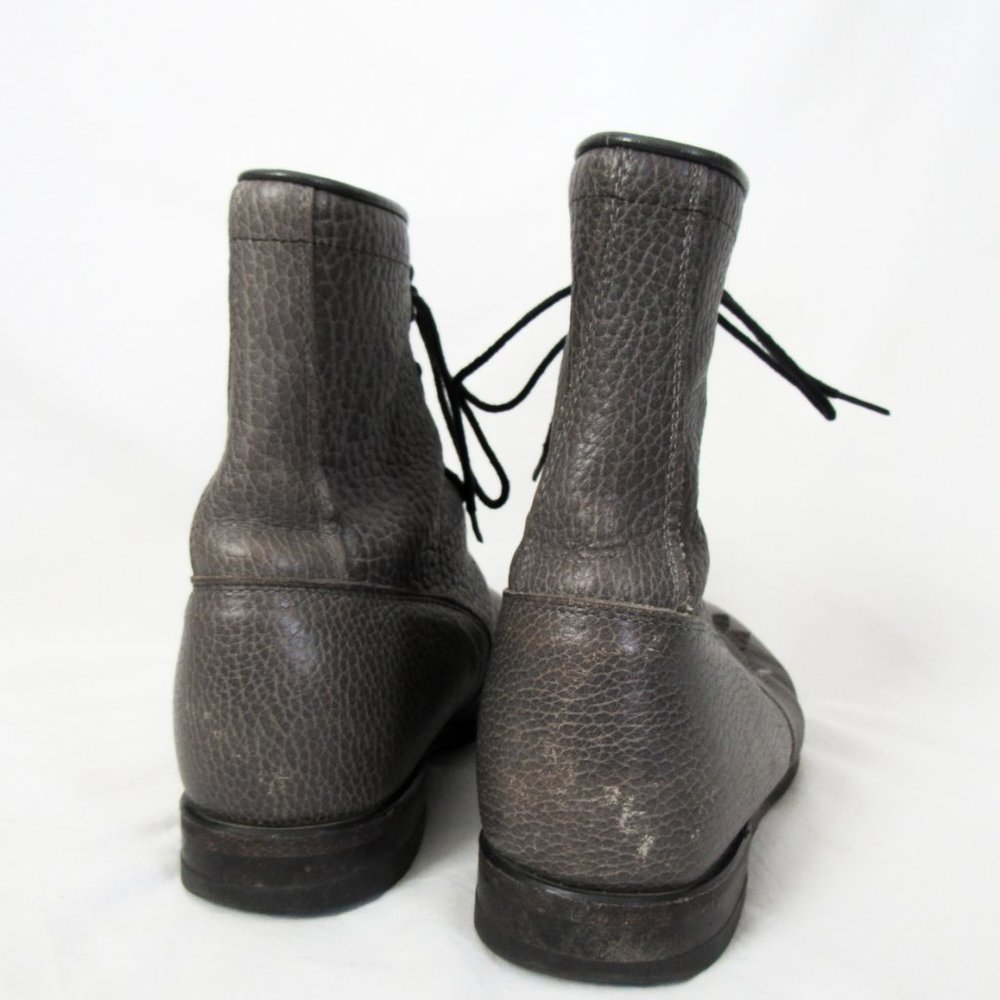 VINTAGE 1980s Justins Pebbled Leather Lace up Boots Cowboy Western-10.5 D Mens - Picture 5 of 15